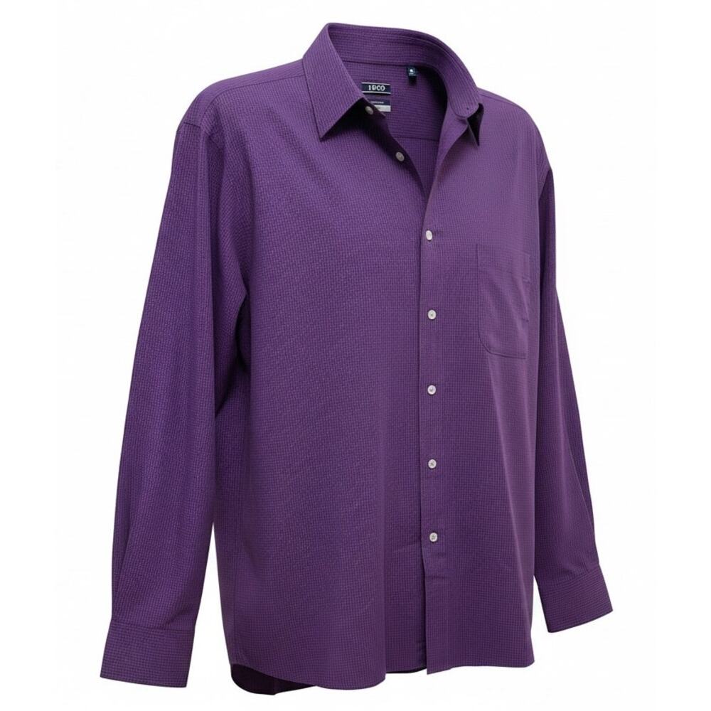 IZOD Men's Regular Fit Long Sleeve Shirt 17-17.5 XL 34-35 Purple Casual Sporty